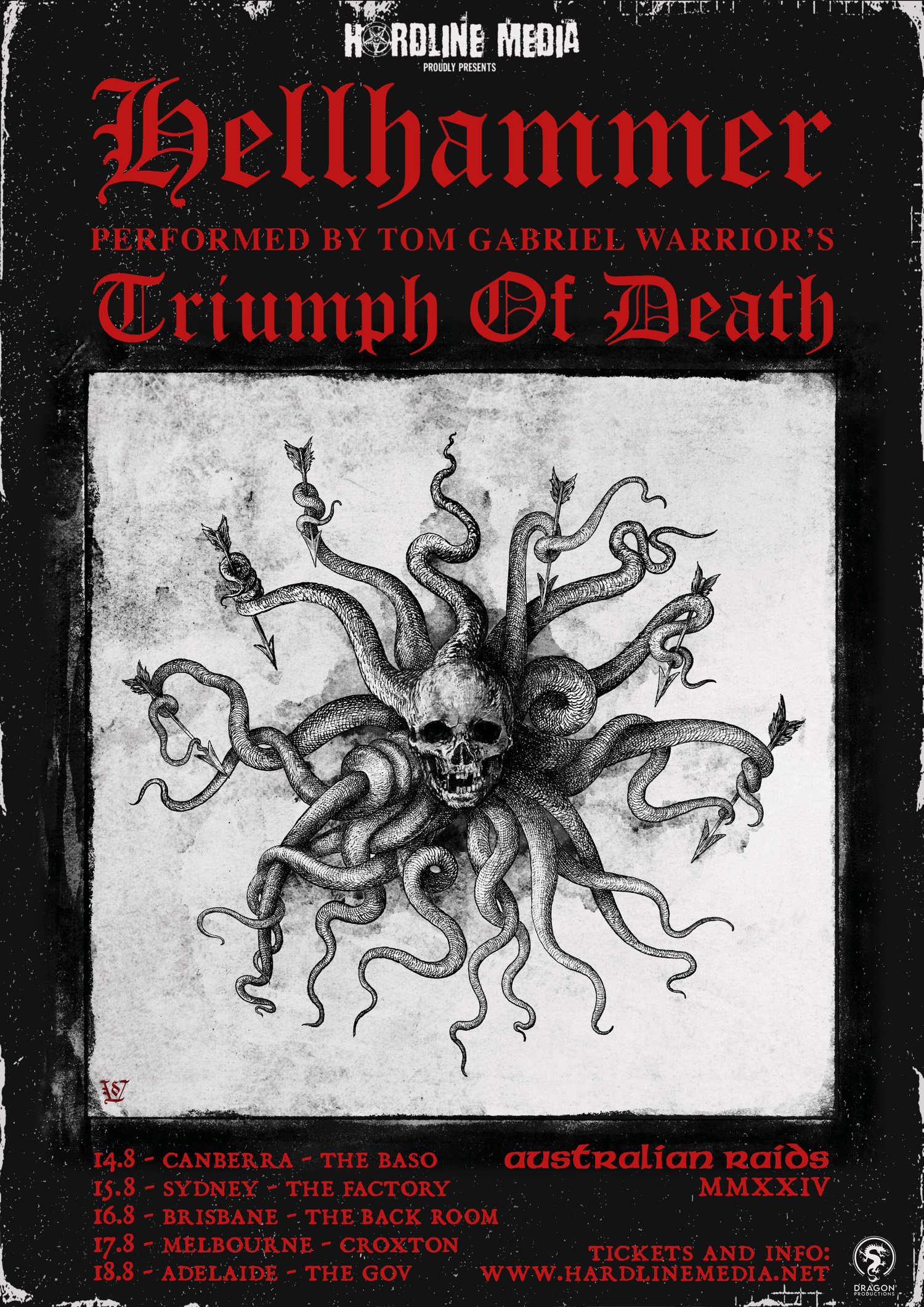 Image of TRIUMPH OF DEATH - Australian Tour Poster - A3 2024