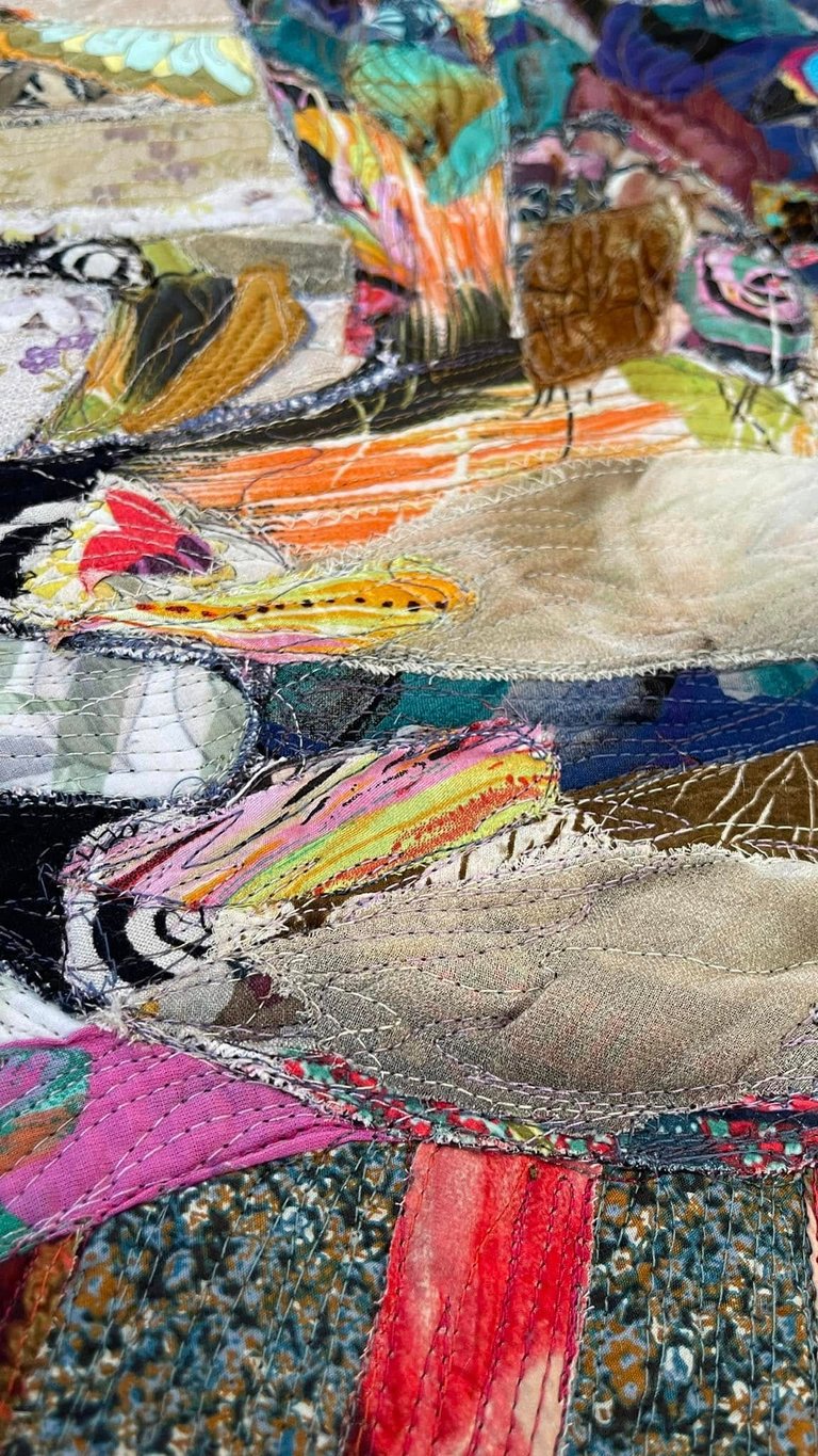 Wedge of Cranes - Original Art Quilt, Contemporary Nature Artwork, Bird Lover Gift, 76 x 57 cm Image 2
