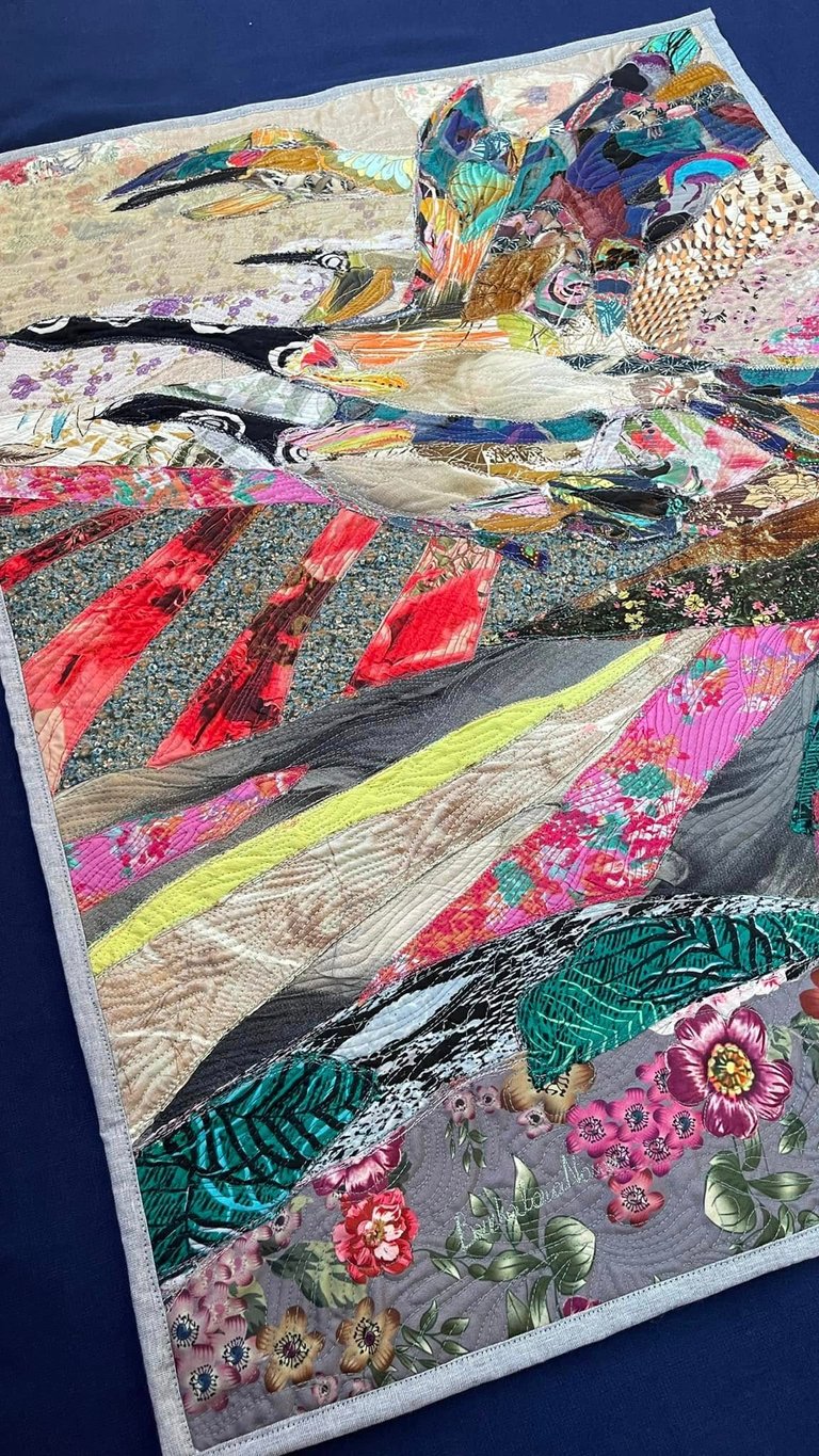 Wedge of Cranes - Original Art Quilt, Contemporary Nature Artwork, Bird Lover Gift, 76 x 57 cm Image 6