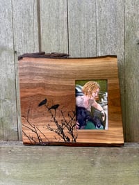 Image of Black Birds on Walnut Slab Frame