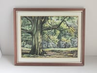 Image 1 of Vintage Watercolour Painting, Woodland Trees Landscape by F. T. Cambridge, Framed 