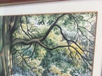 Image 5 of Vintage Watercolour Painting, Woodland Trees Landscape by F. T. Cambridge, Framed 