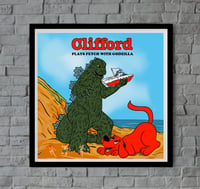 Clifford plays Fetch with Godzilla