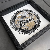 Image 2 of BUDWEISER BEER BOTLLE TOP • 1/2 Artist Proof • SUPPLIED FRAMED ready to hang