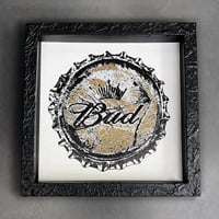 Image 1 of BUDWEISER BEER BOTLLE TOP • 1/2 Artist Proof • SUPPLIED FRAMED ready to hang