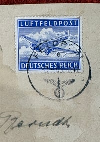 Image 3 of WW2 (Nazi Germany) Military Airmail Envelope (Luftfeldpost) w/Soldier's Uniform Portrait