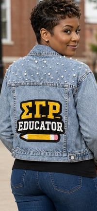 Image 2 of Sigma Gamma Rho Educator Pearl Denim Jacket 