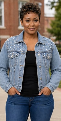 Image 3 of Sigma Gamma Rho Educator Pearl Denim Jacket 