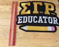 Image 4 of Sigma Gamma Rho Educator Pearl Denim Jacket 