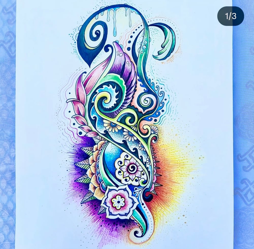 Image of Blooming Talisman- Original Drawing with Watercolor