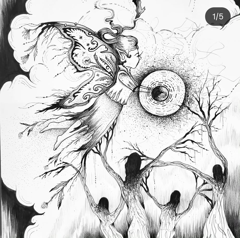 Image of Dark Faerie Protector - Original Drawing