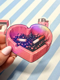 Pink Heart Ashtray Sticker