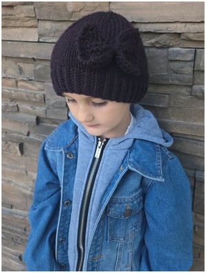 Image of Carrie's Bow Winter Hat Knitting Pattern