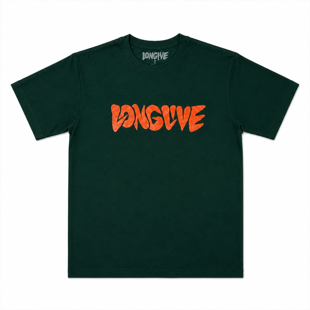 Image of KIDS LONG LIVE BUBBLE FONT TEE - FORREST GREEN