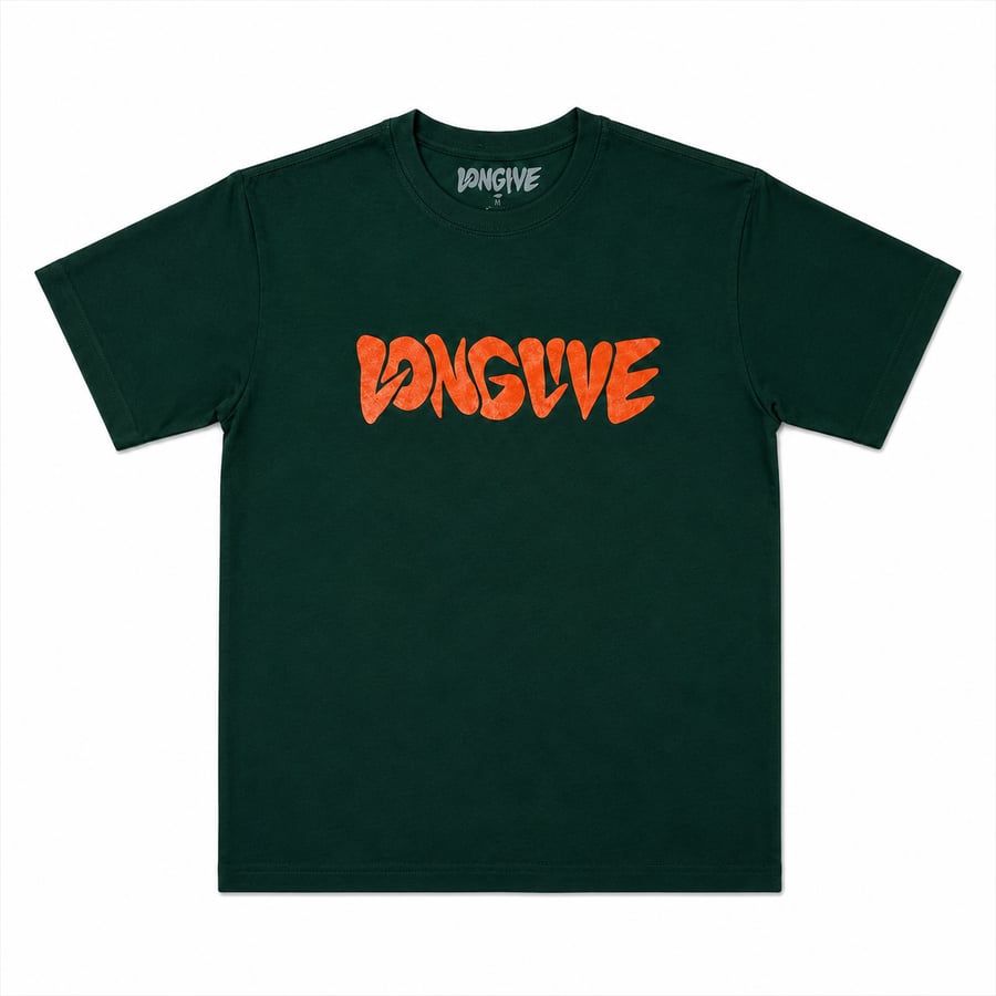Image of KIDS LONG LIVE BUBBLE FONT TEE - FORREST GREEN