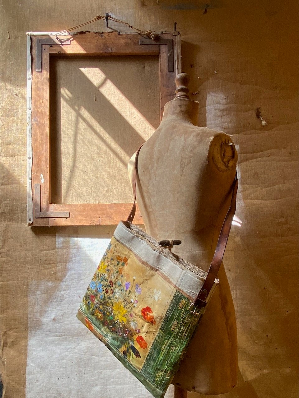 Image of one of a kind painting bag - wildflowers