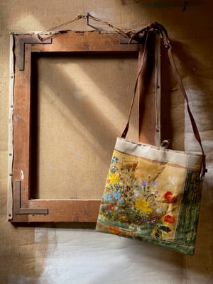 Image of one of a kind painting bag - wildflowers