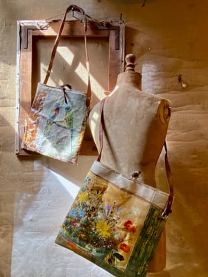 Image of one of a kind painting bag - wildflowers