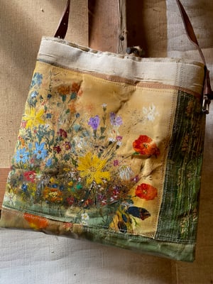 Image of one of a kind painting bag - wildflowers