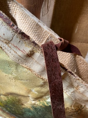Image of one of a kind painting bag - birds of a feather