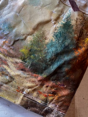 Image of one of a kind painting bag - birds of a feather