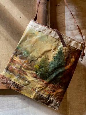 Image of one of a kind painting bag - birds of a feather