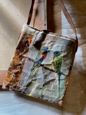 Image of one of a kind painting bag - birds of a feather