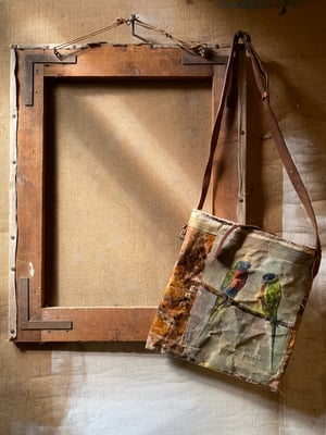 Image of one of a kind painting bag - birds of a feather