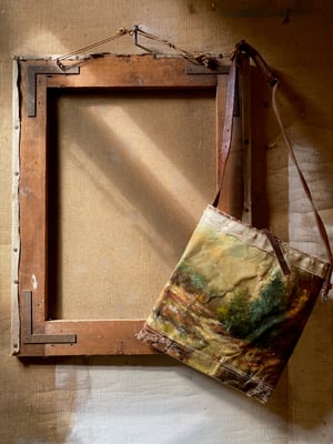 Image of one of a kind painting bag - birds of a feather
