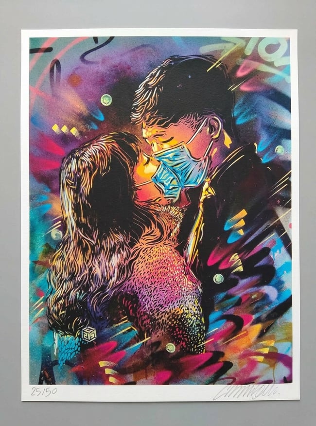 C215 Christian Guémy L'Amour Durant le Covid 19 Digigraphie