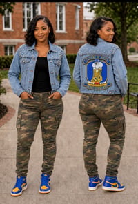 Image 2 of Sigma Gamma Rho Poodle in Boots  Pearl Denim Jacket 