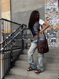 Image 3 of Balenciaga 'The Day' Moto Leather Hobo Bag