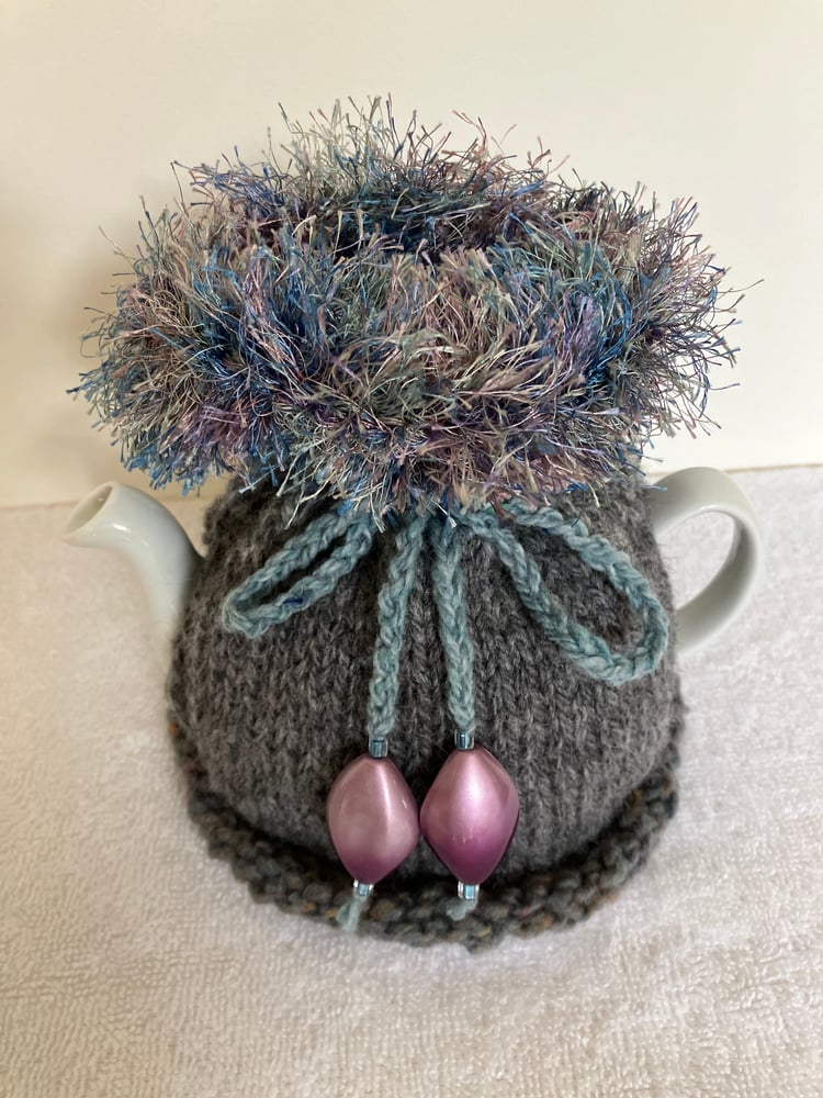 Image of small GREY Go On! tea cosie
