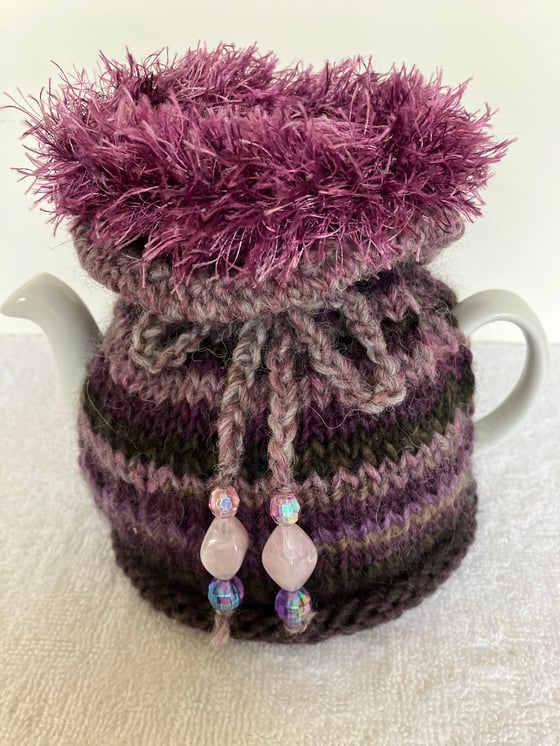 Image of small PURPLE STRIPEY GoOn! tea cosie