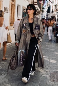Image 1 of SIGN 🍒  ¥ UPCYCLED  ¥ UNISEX ¥ VINTAGE TRENCHCOAT ¥ IBIZA¥ HANDPAI...