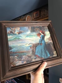 Image 4 of John Waterhouse "Miranda - The Tempest" Print in Hand Distressed Wooden Frame