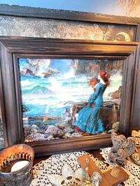 Image 1 of John Waterhouse "Miranda - The Tempest" Print in Hand Distressed Wooden Frame