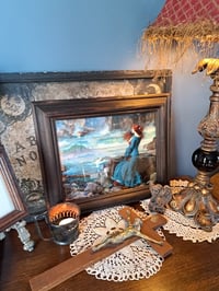Image 5 of John Waterhouse "Miranda - The Tempest" Print in Hand Distressed Wooden Frame