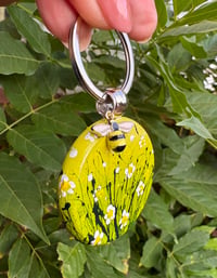 Image 1 of 'Lemon Bee' Hand-painted Keyring Pendant