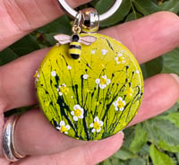 Image 2 of 'Lemon Bee' Hand-painted Keyring Pendant