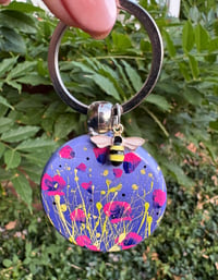 Image 3 of 'Lilac Bee' Hand-painted Keyring Pendant
