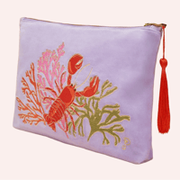 Image 1 of Lobster Velvet Zipper Pouch