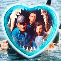 Jaws Heart Button Badge
