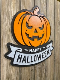 Image 3 of Jack‑O-Lantern Halloween Sign • Layered Indoor Décor