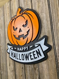 Image 2 of Jack‑O-Lantern Halloween Sign • Layered Indoor Décor