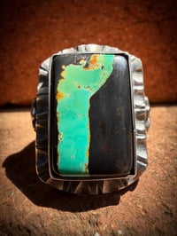 Image 3 of WL&A Handmade Heavy Sterling Silver Black Jack Ribbon Thunderbird Signet Ring - Size 11