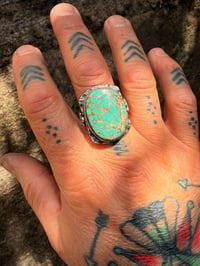 Image 4 of WL&A Handmade Heavy Sterling High Grade Webbed Natural Royston Thunderbird Signet Ring - Size 11