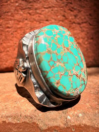 Image 1 of WL&A Handmade Heavy Sterling High Grade Webbed Natural Royston Thunderbird Signet Ring - Size 11