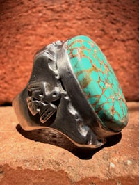 Image 2 of WL&A Handmade Heavy Sterling High Grade Webbed Natural Royston Thunderbird Signet Ring - Size 11