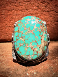 Image 3 of WL&A Handmade Heavy Sterling High Grade Webbed Natural Royston Thunderbird Signet Ring - Size 11